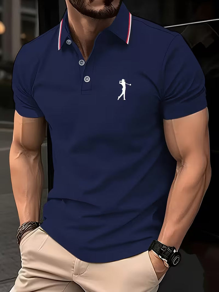 Men's golf casual short-sleeve shirt with an eye-catching print, great for summer fashion.