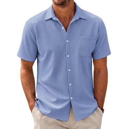 Versatile men's button-up shirt, ideal for casual outings and everyday wear.