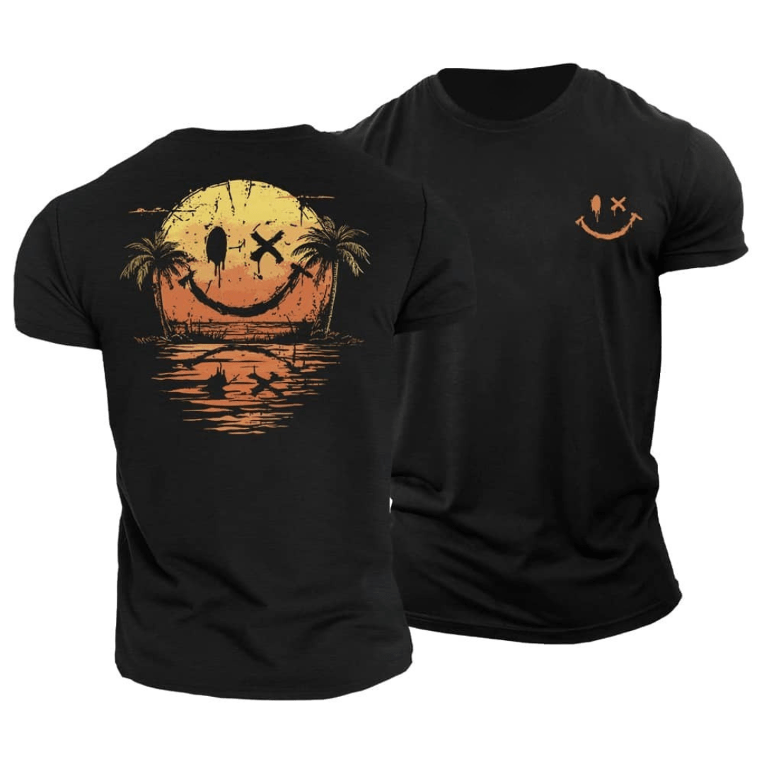 Relaxed fit men's graphic tee, ideal for summer vacation, festivals, or casual beach days.