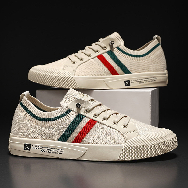 Stylish men's striped lace-up sneakers, perfect casual footwear for everyday wear & comfortable walking.