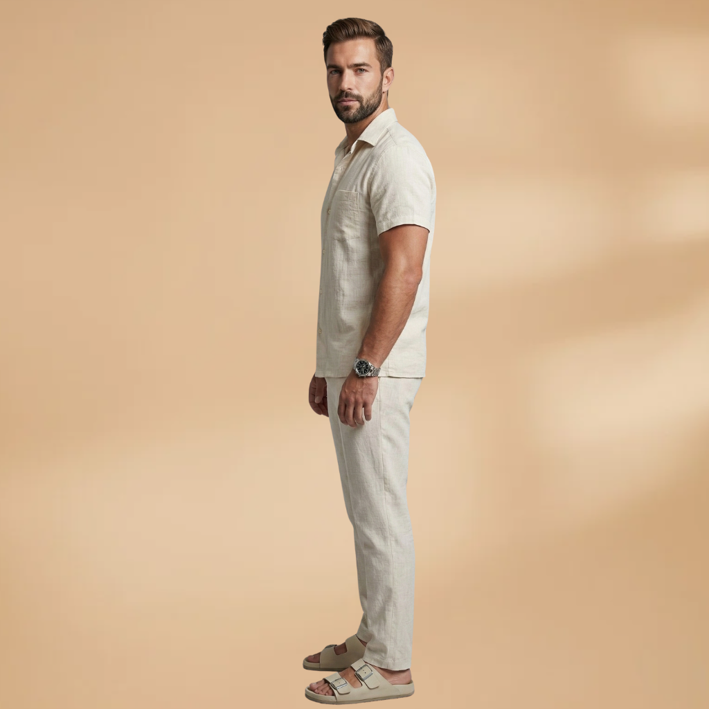 Men's straight-leg casual pants in a comfortable fabric, ideal for summer daily wear & stylish outfits.