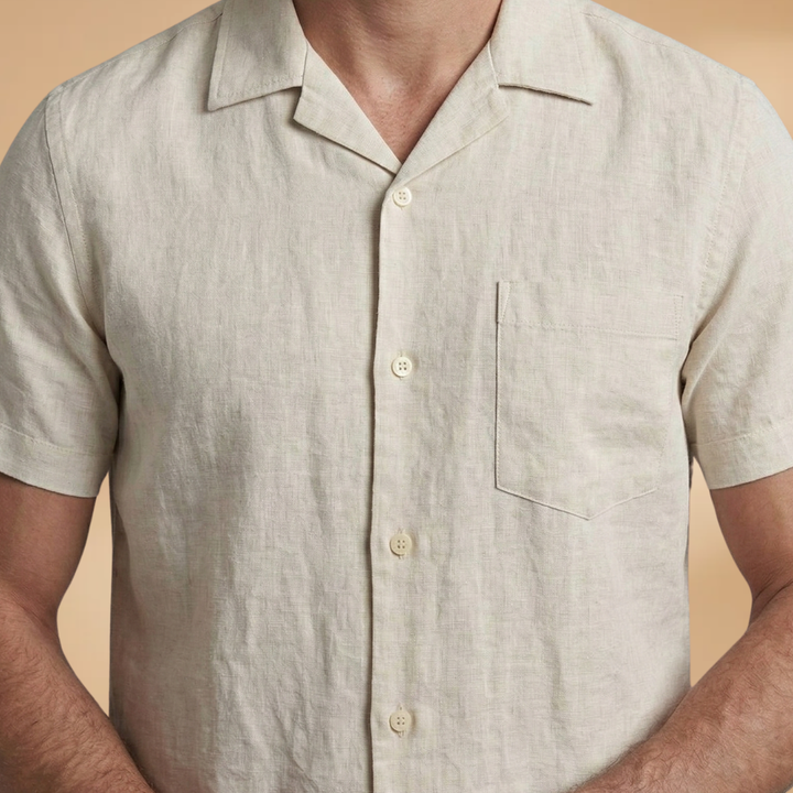 Men's casual short-sleeve shirt & straight-leg pants set. Modern summer fashion for a comfortable, relaxed look.