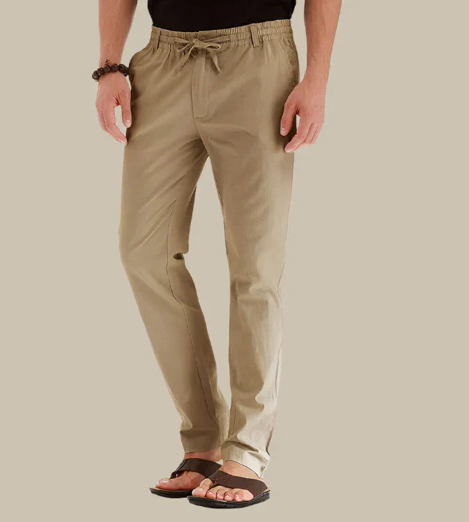 Men's everyday summer pants, stylish and breathable, featuring an elastic waistband for comfort.