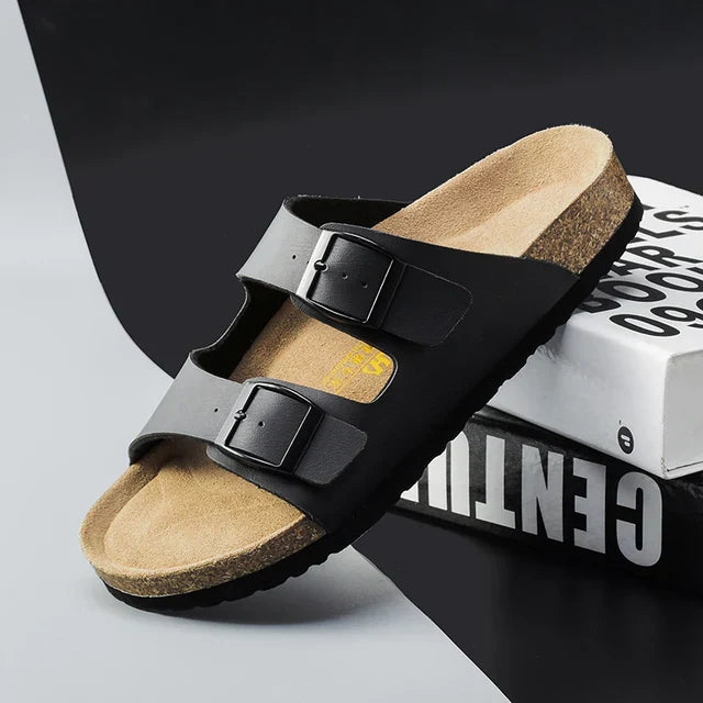 Stylish men's open-toe slide sandals, perfect for beach, pool, or casual summer outdoor wear.