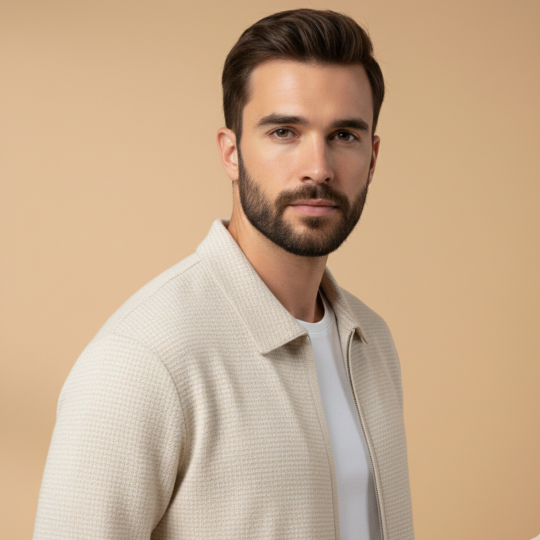 Men's casual tracksuit, a stylish zip jacket and pants matching set, perfect for spring/summer comfort.