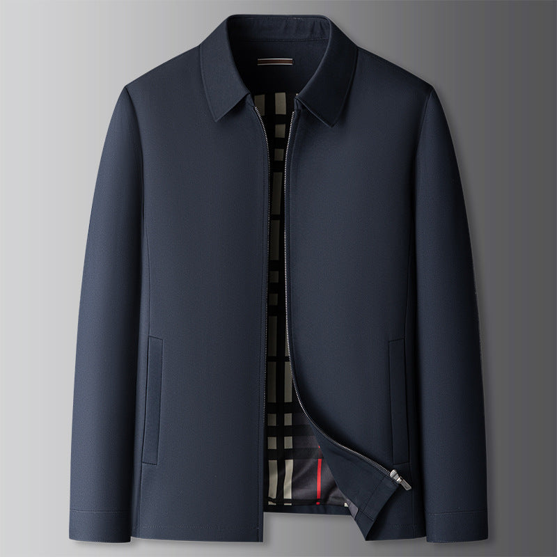 Detail of the ribbed cuffs and hem on a men's windproof zip jacket.