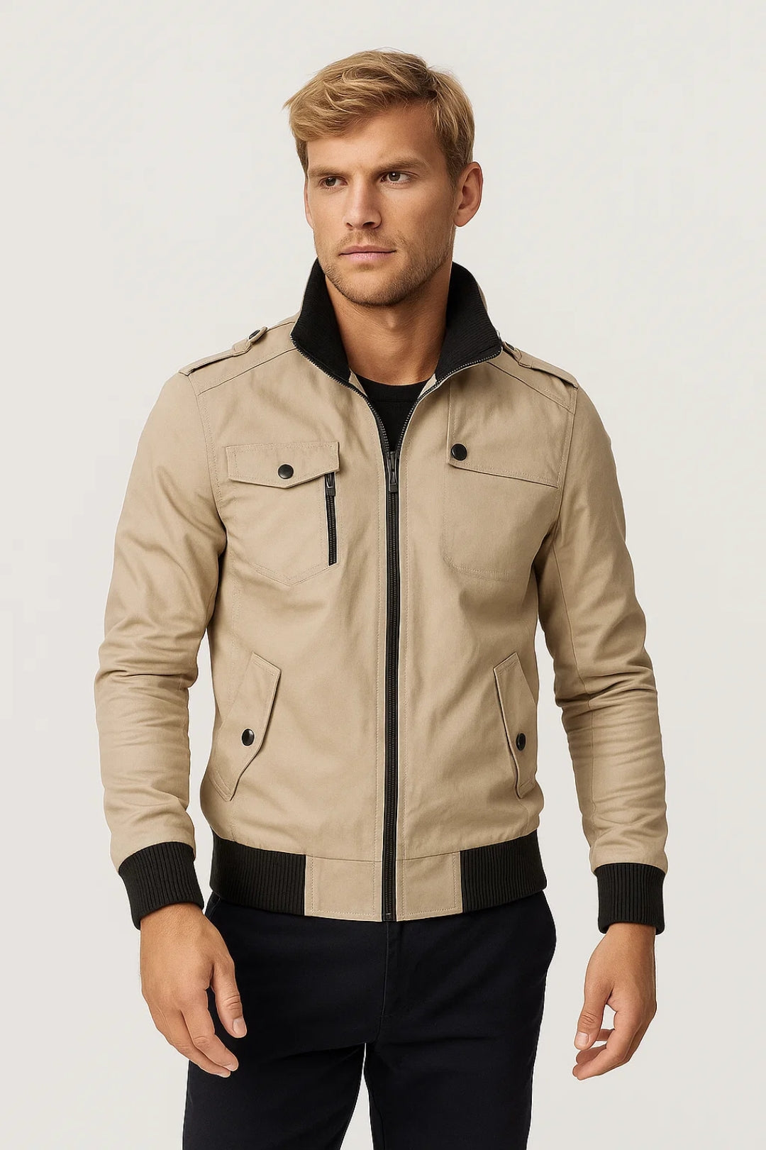 Men's casual zip jacket, lightweight bomber style. Perfect for everyday wear, spring, or fall fashion.
