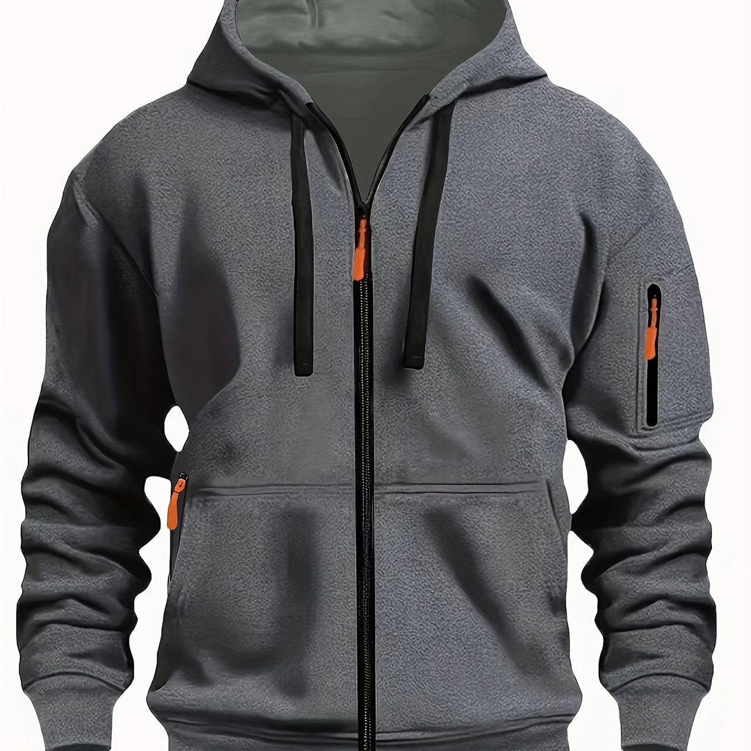 Outdoor adventure ready: men's comfortable zip-up sweatshirt