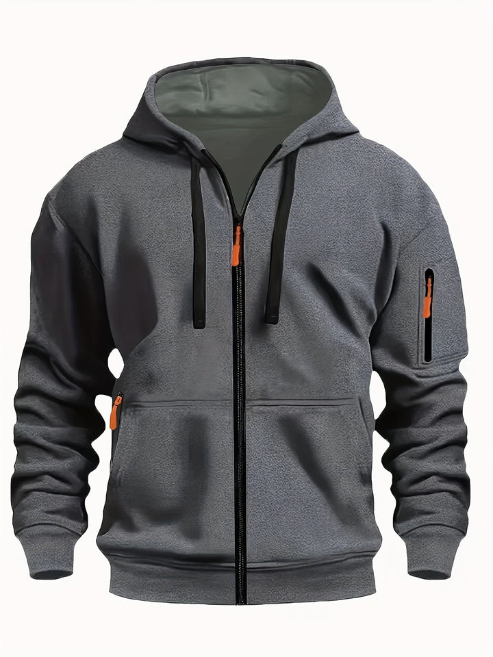 Stylish men's zip hoodie in a classic casual sweatshirt design