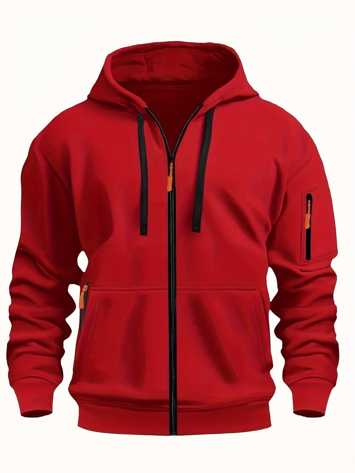 Autumn fashion essential: men's zip-up sweatshirt for cool weather
