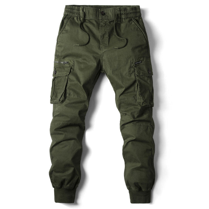 Black men's Charlie stretch fit cargo pants for everyday wear.