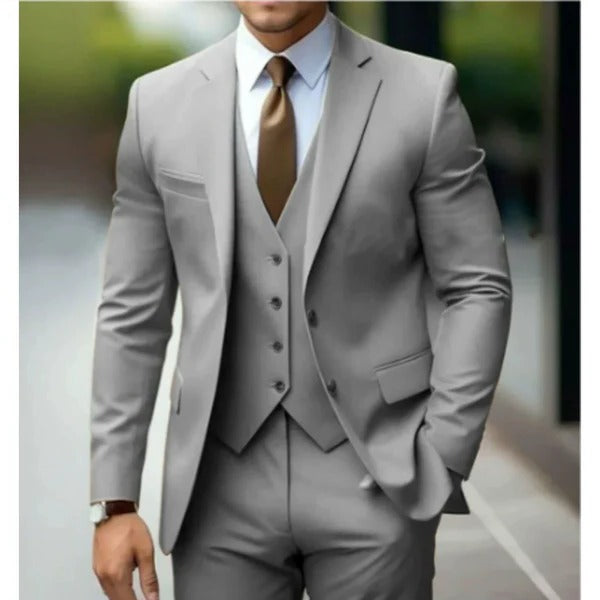 Menswear essential: A versatile men's 3-piece suit with an accompanying waistcoat.