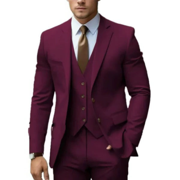 Formal menswear: A sophisticated 3-piece suit featuring a matching waistcoat.