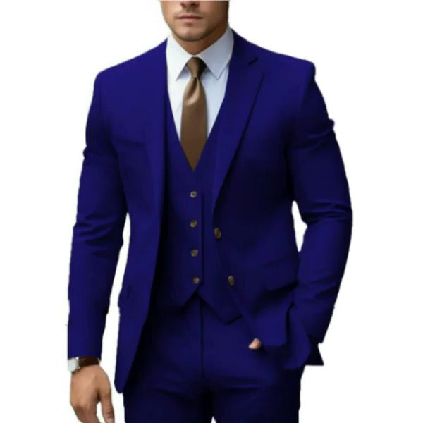 Groom's wedding suit: Men's classic 3-piece ensemble with a stylish waistcoat.