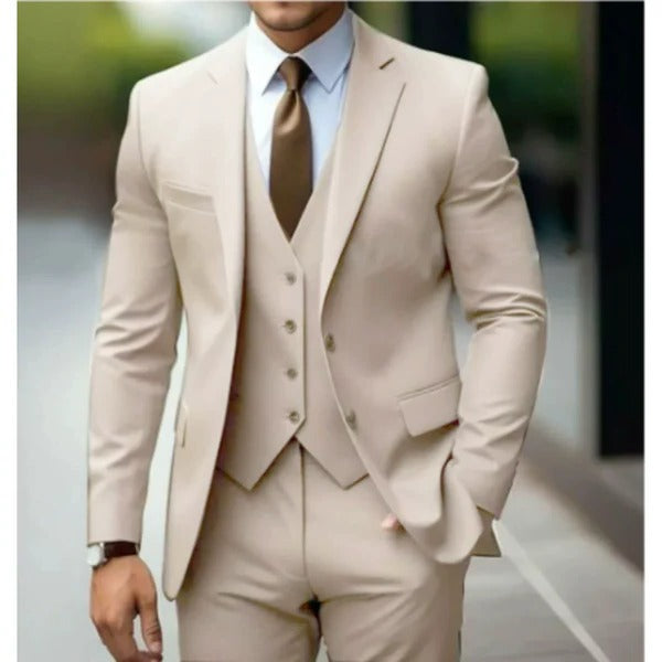Premium black men's 3-piece suit with a sophisticated waistcoat for special occasions.