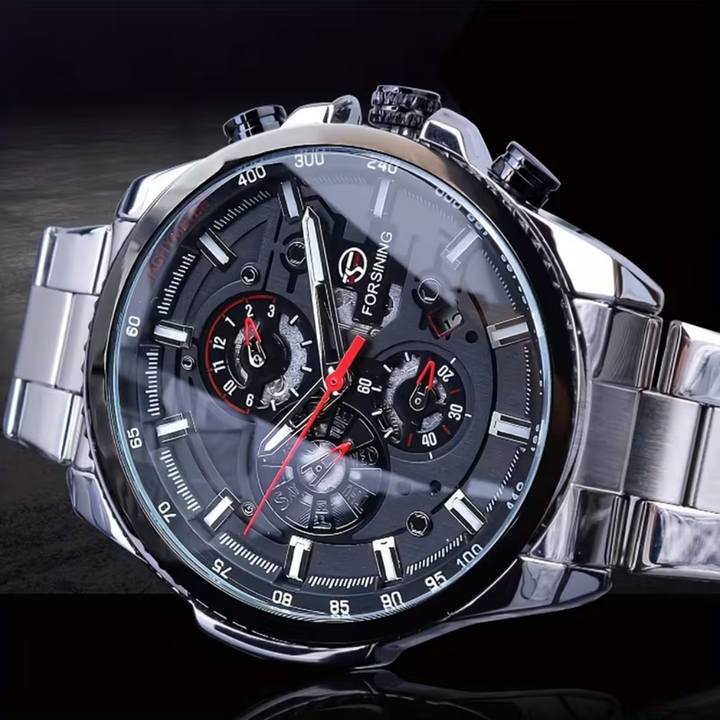 Stylish men's automatic watch, perfect for everyday or formal wear. Mechanical movement, analog display.