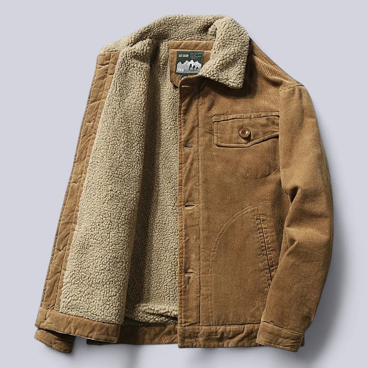 Cozy men's windproof jacket, classic style. Soft interior provides ultimate warmth for autumn & winter.