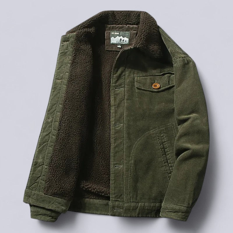 Warm men's classic autumn jacket. Features a soft interior lining, perfect for stylish fall and winter fashion.
