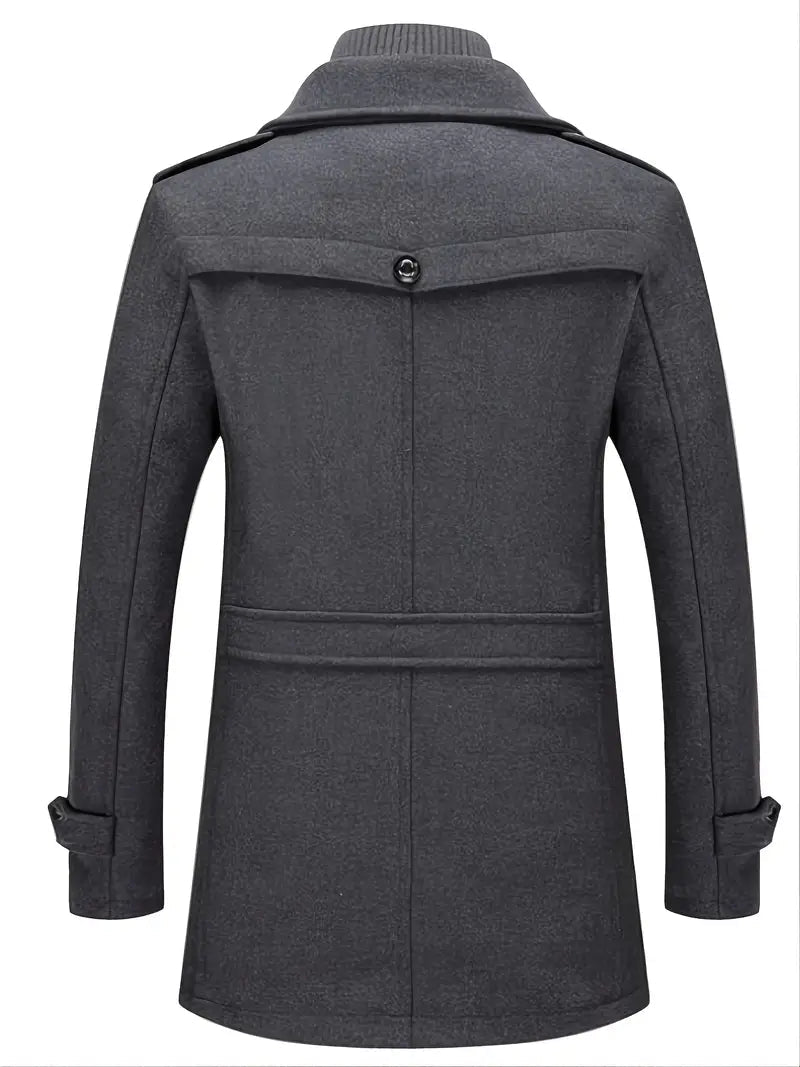 Versatile men's double-breasted pea coat, a modern twist on a timeless winter style for men's fashion.