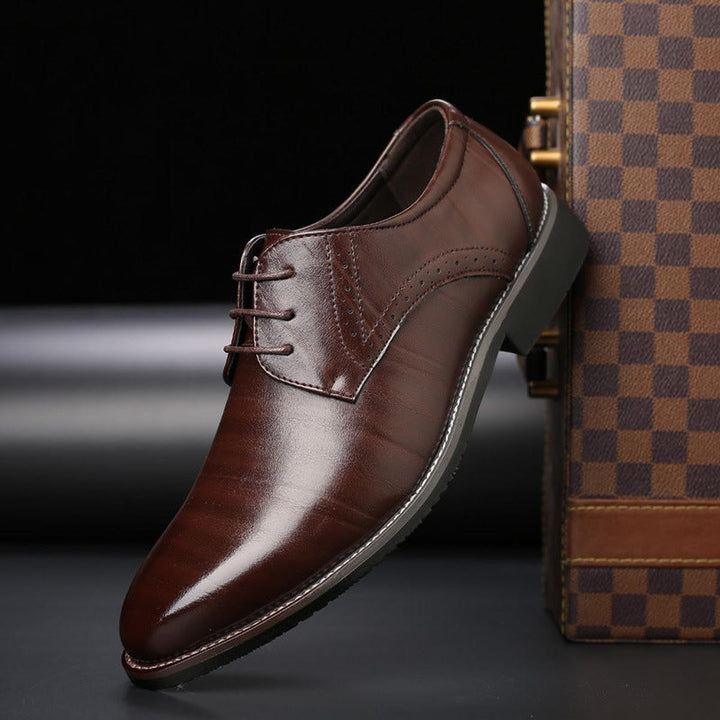 Men's classic black leather lace-up formal shoes, Nathan style for business
