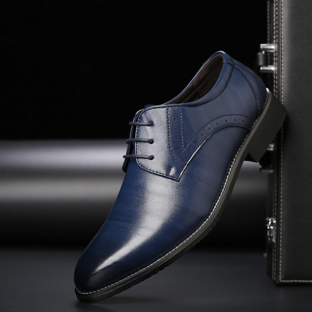 Nathan brown leather dress shoes for men, smart casual lace-up footwear