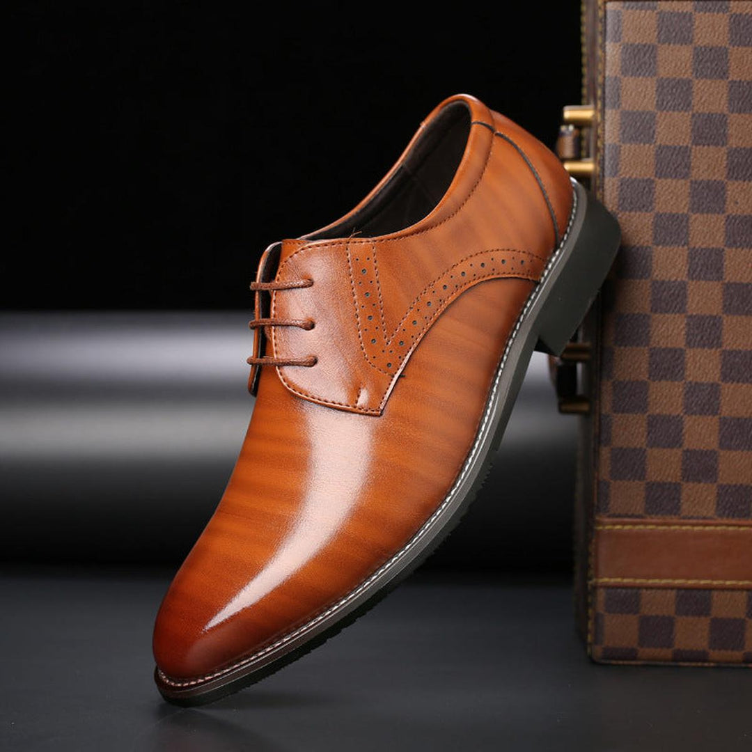 Elegant men's evening shoes, black lace-up formal footwear by Nathan