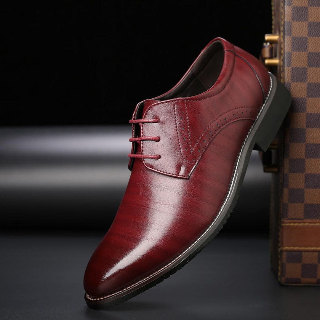 Classic men's business shoes, Nathan leather lace-up design in brown