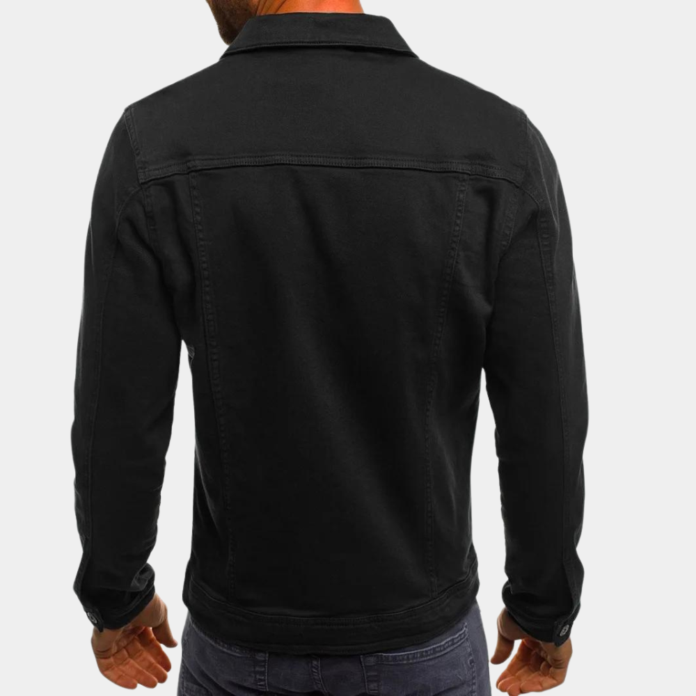 Men's regular fit blue denim jacket with classic design, perfect casual outerwear for versatile style.