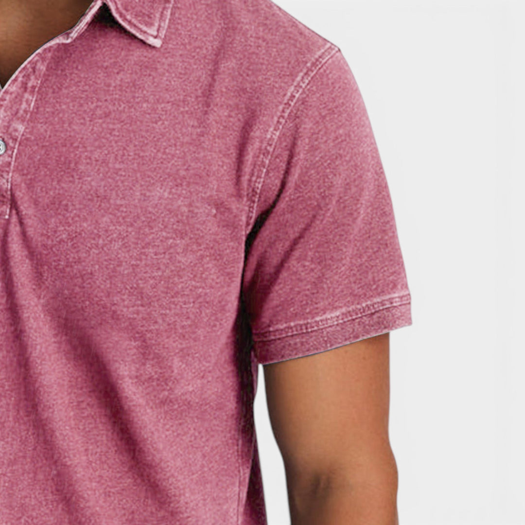 Folded men's classic short sleeve polo shirt, comfort fit. Ready for everyday & smart casual wear.