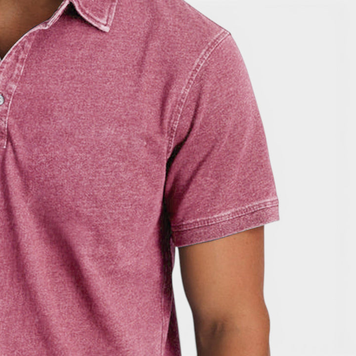 Folded men's classic short sleeve polo shirt, comfort fit. Ready for everyday & smart casual wear.