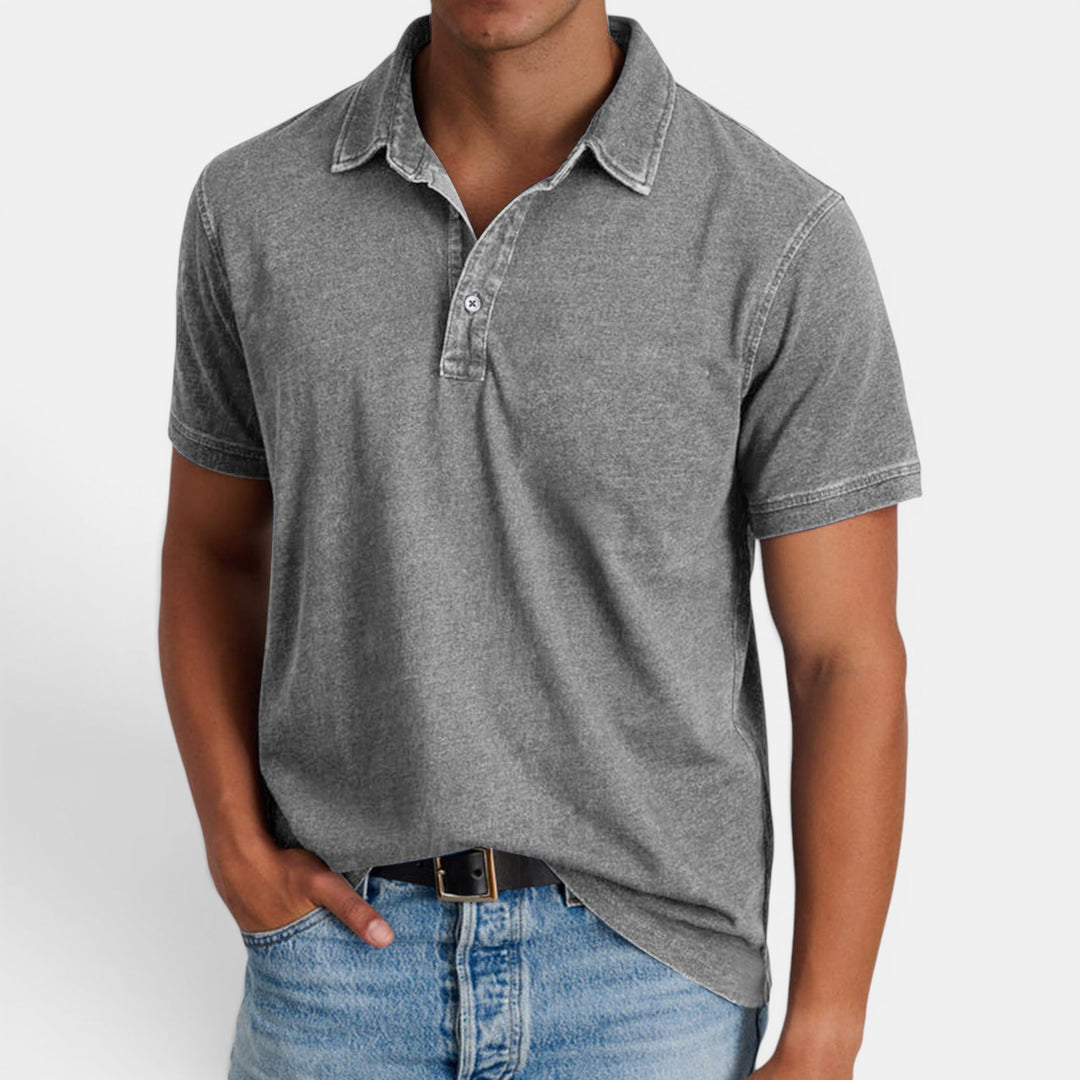 Versatile men's classic polo shirt, short sleeve, button collar. Perfect for smart casual & casual wear.