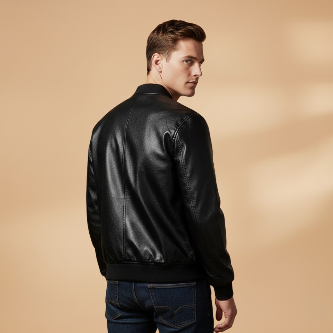 Front view of a men's classic bomber jacket, perfect for streetwear and casual wear