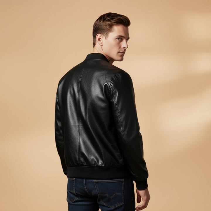 Front view of a men's classic bomber jacket, perfect for streetwear and casual wear