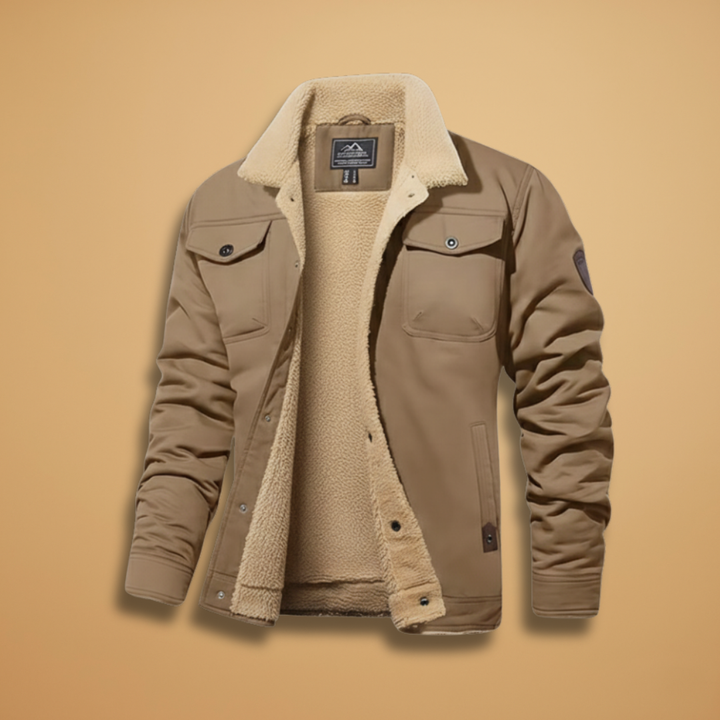 Men's classic bomber jacket with ribbed collar and front pockets