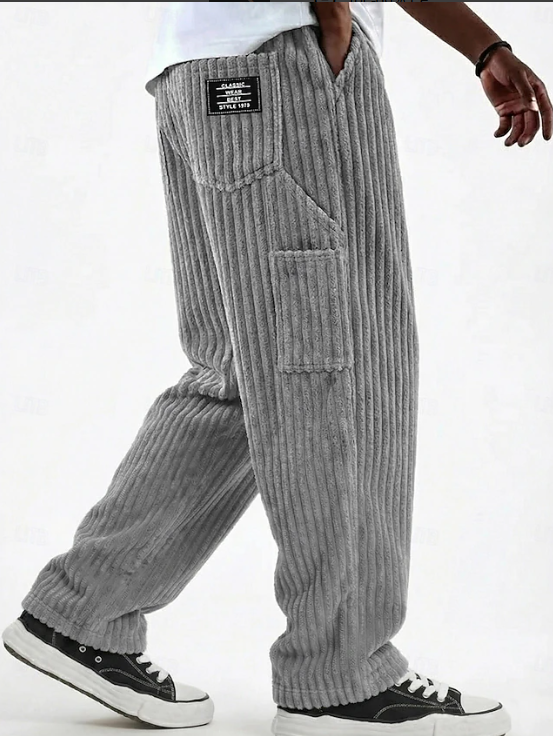 Classic men's corduroy trousers in a relaxed fit, ideal for durable casual bottoms.