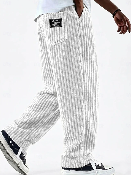 Classic men's everyday corduroy pants, versatile bottoms for relaxed vintage fashion.