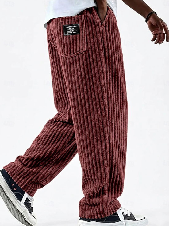 Relaxed fit men's corduroy pants, perfect for vintage-inspired everyday comfort.
