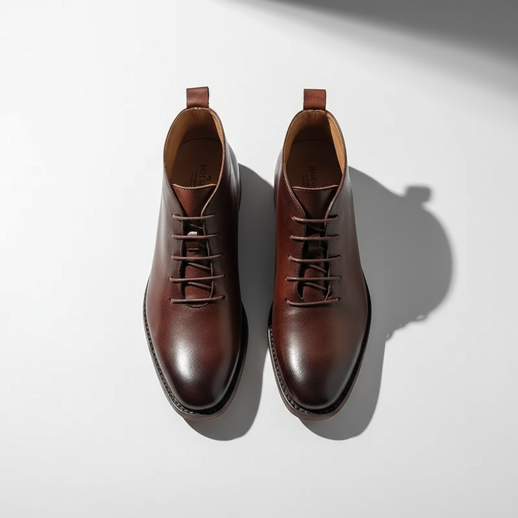 Pair of Charlie men's brown leather lace-up ankle boots