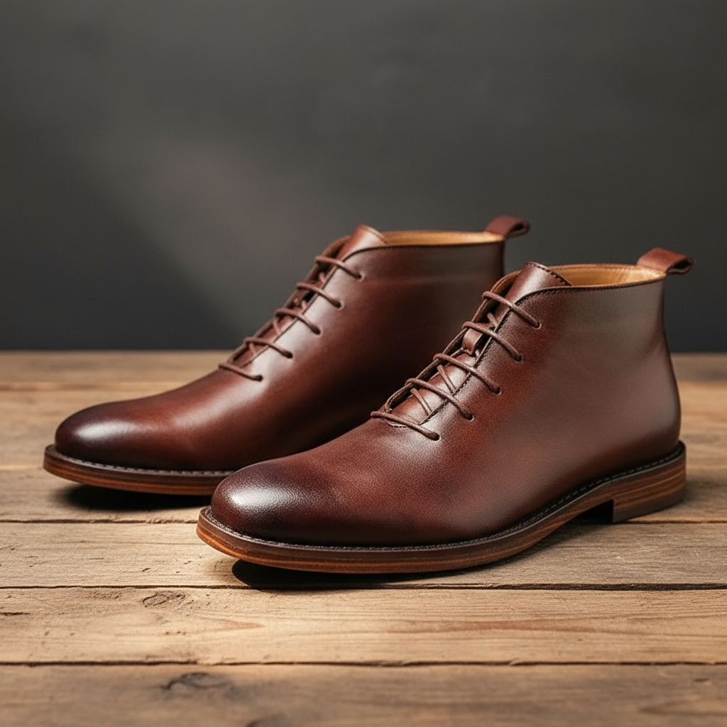 Side profile of Charlie men's classic leather lace-up dress boots