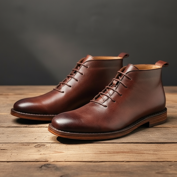 Side profile of Charlie men's classic leather lace-up dress boots