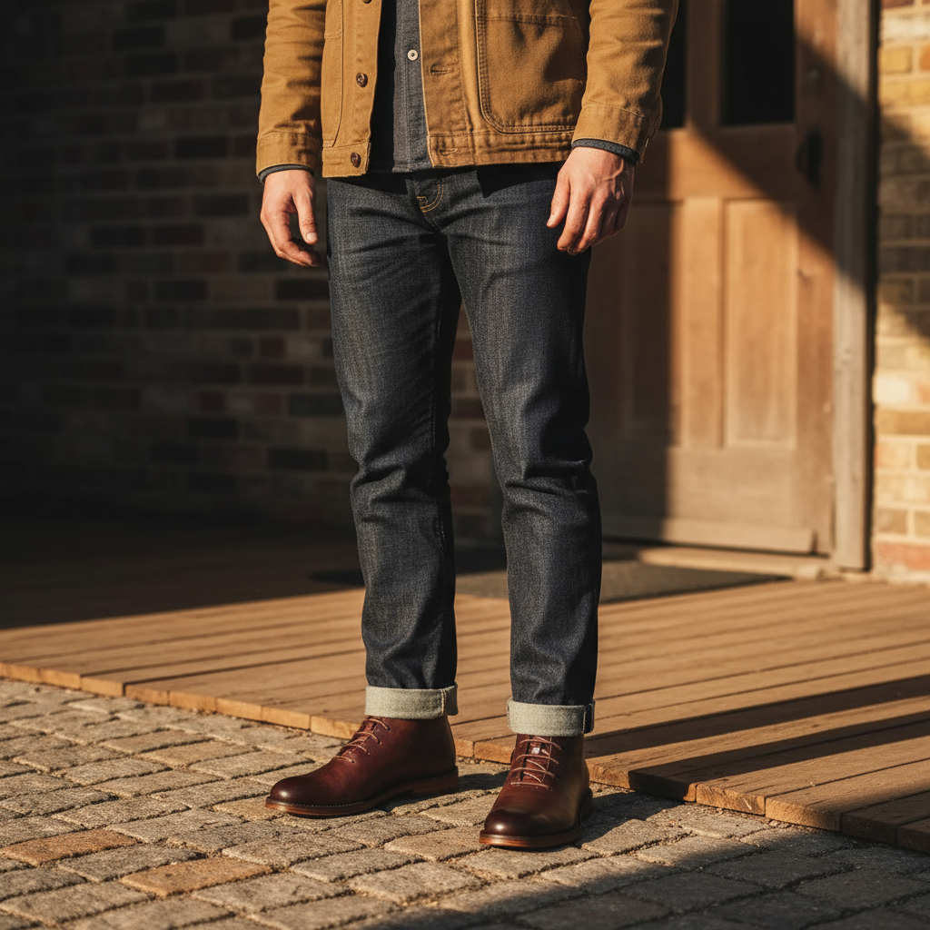 Durable men's brown leather lace-up boots, Charlie collection