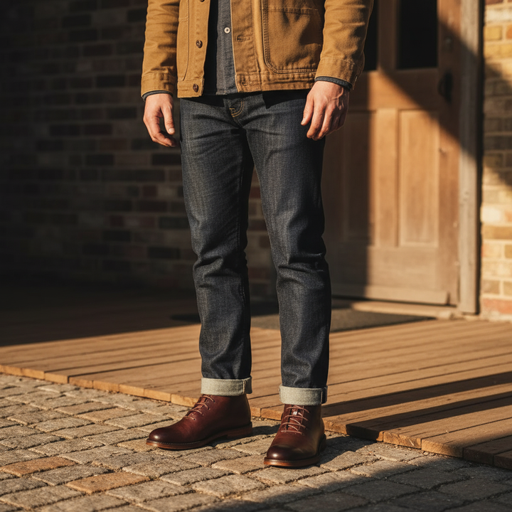 Durable men's brown leather lace-up boots, Charlie collection