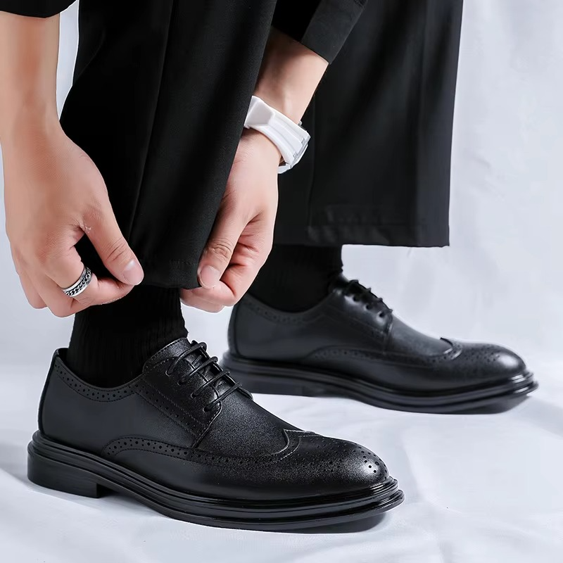 Timeless men's wingtip brogue Derby shoes in premium leather, crafted for enduring style and formal occasions.