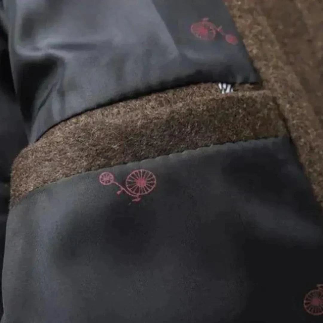 Warm men's brown mid-length overcoat, perfect winter outerwear delivering both comfort and classic style.