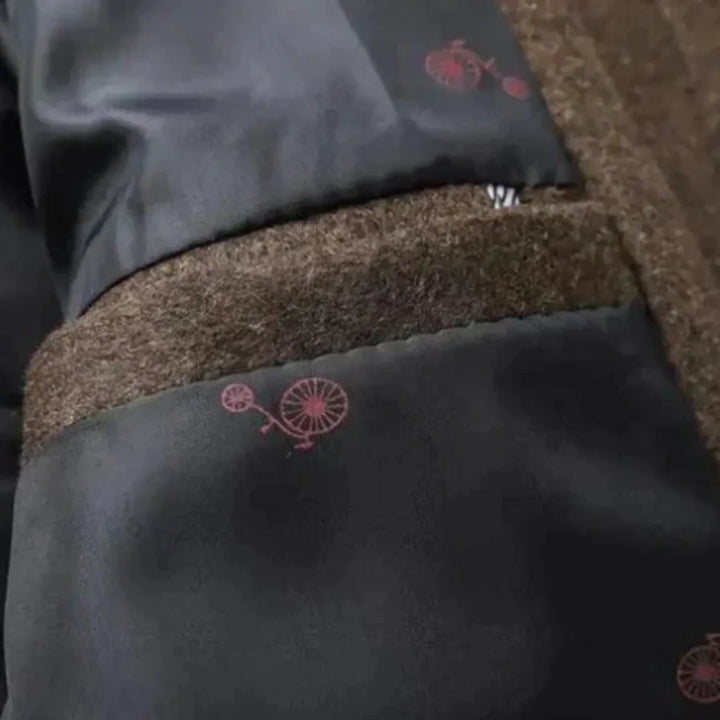 Warm men's brown mid-length overcoat, perfect winter outerwear delivering both comfort and classic style.