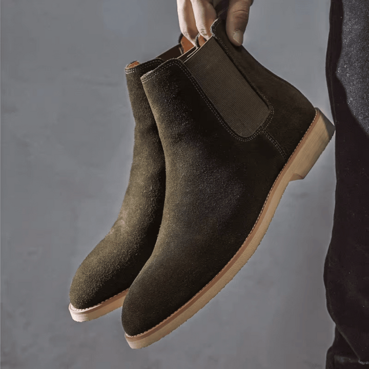 Durable men's suede boots, comfortable ankle height for everyday wear.