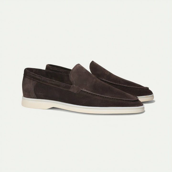 Men's classic brown suede loafers, elegant slip-on smart casual footwear
