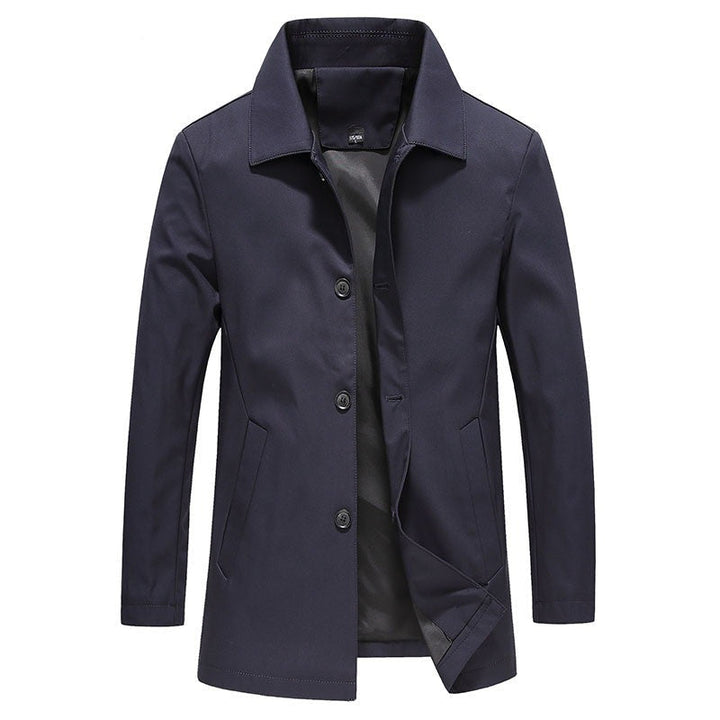 Stylish men's button-down collared jacket, perfect transitional outerwear for comfort & smart fashion.