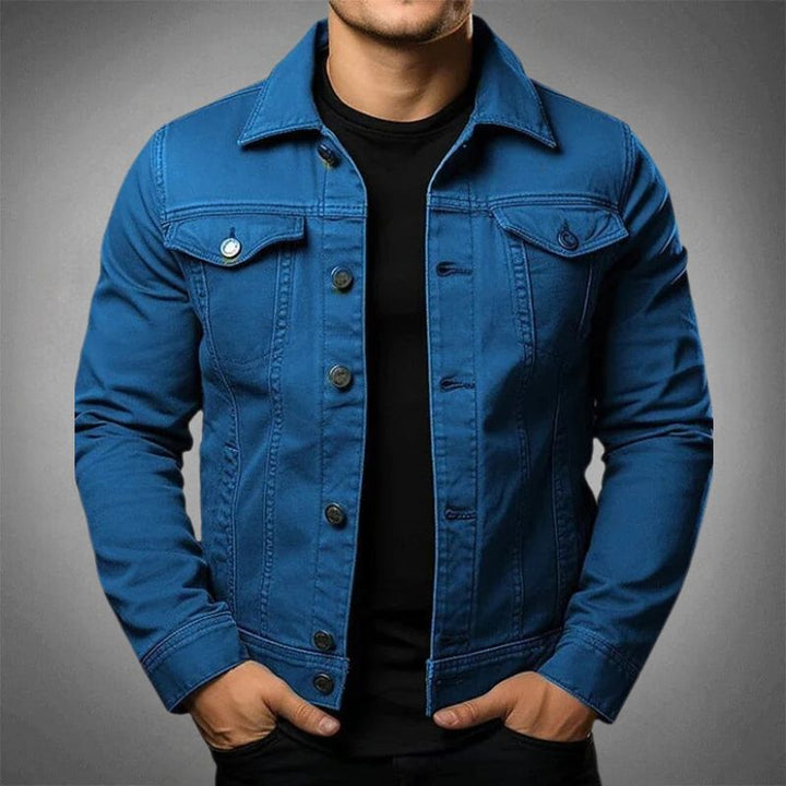 Black men's button-up casual jacket, perfect for classic style and everyday wear.