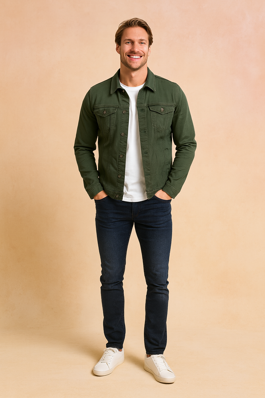 Comfortable men's long sleeve button-up jacket in classic style, great for everyday casual wear.